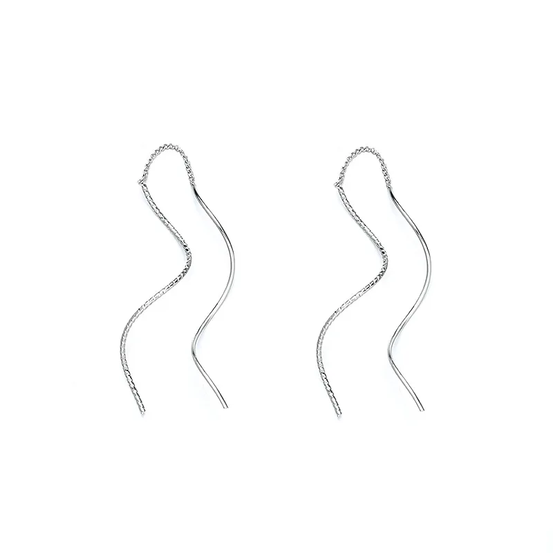Dangle Earrings CIAXY Silver Color Geometric Curve Design Tassel Earrings for Women Aesthetic Korean Fashion Long Earring Trendy Jewelry