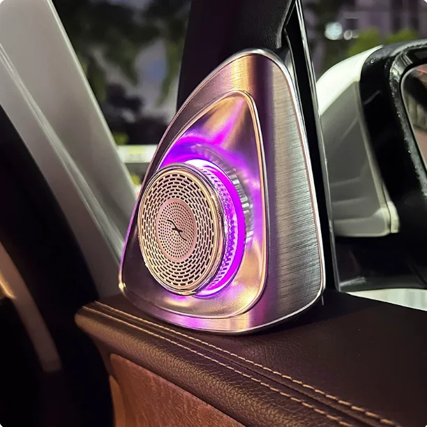 64색 3D 회전 트위터 메르세데스 벤츠 C GLC E S클래스 W205 W213 W222 X253 W177 RGB LED 발광 카 스피커 혼 개조