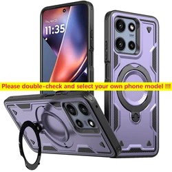 Durable 360° Rotating Magnetic Stand Shockproof Phone Case with Tough Cover for Motorola Moto G Power (2026) (Purple)