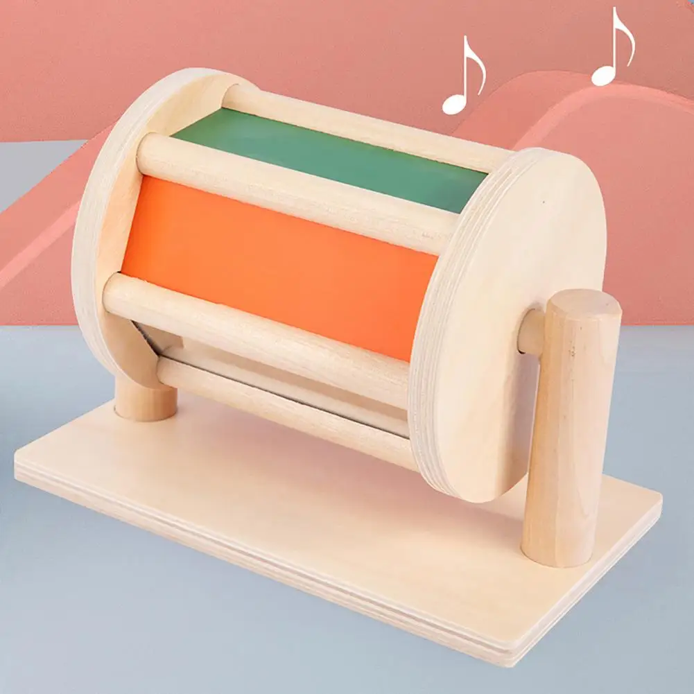 Wooden Spinning Wheel Baby Toy Rainbow Drum Parent-children Interaction Spinning Drum Educational Toy Rainbow