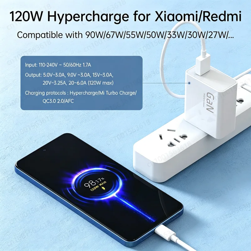 Cargador 120W XIAOMI 17T 17 14 Pro Redmi Charger Fast Charging Adapter Turbo...