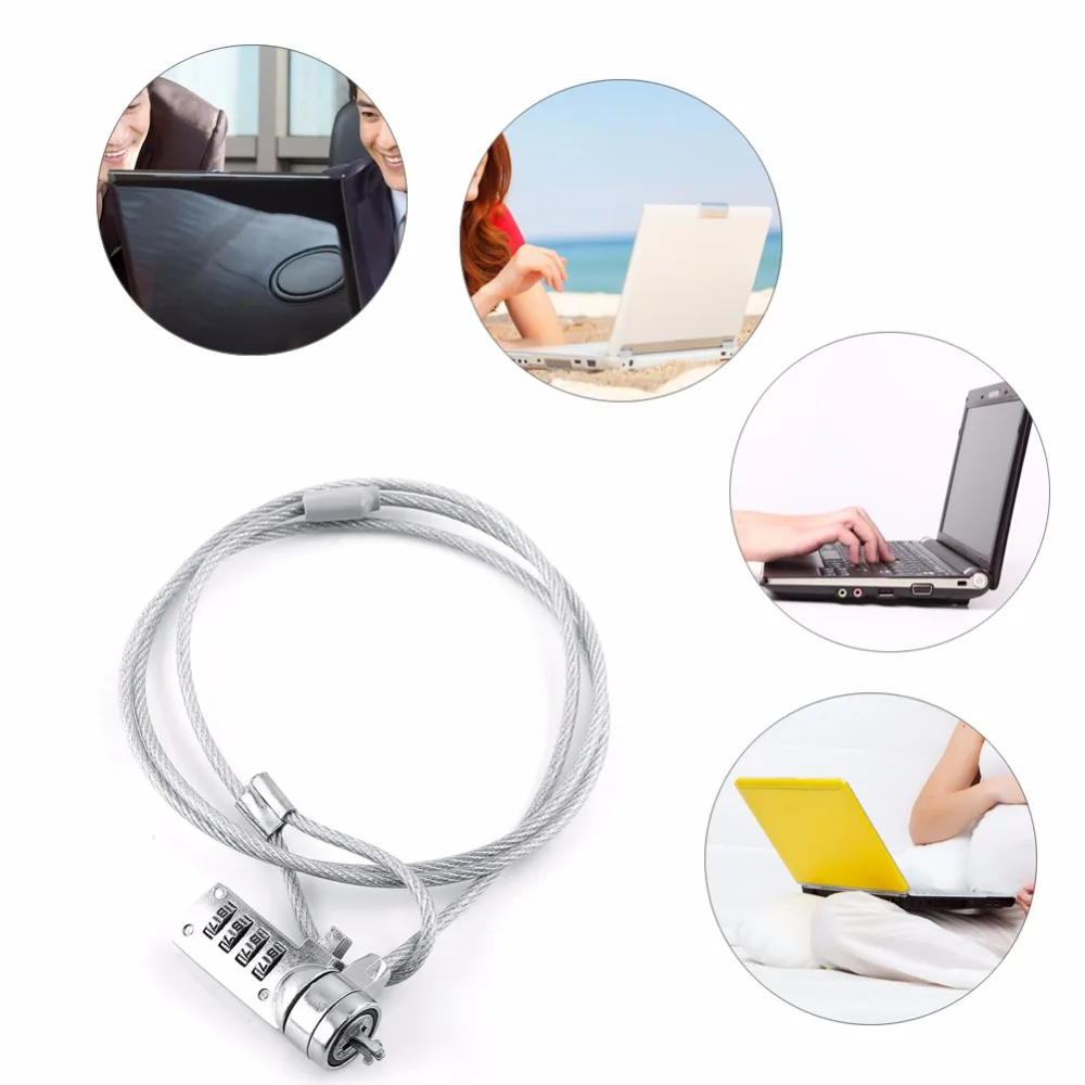 Laptop Lock Laptop Combination Security Lock Cable Chain 4 Digit Password For Notebook PC Theft Deterrent