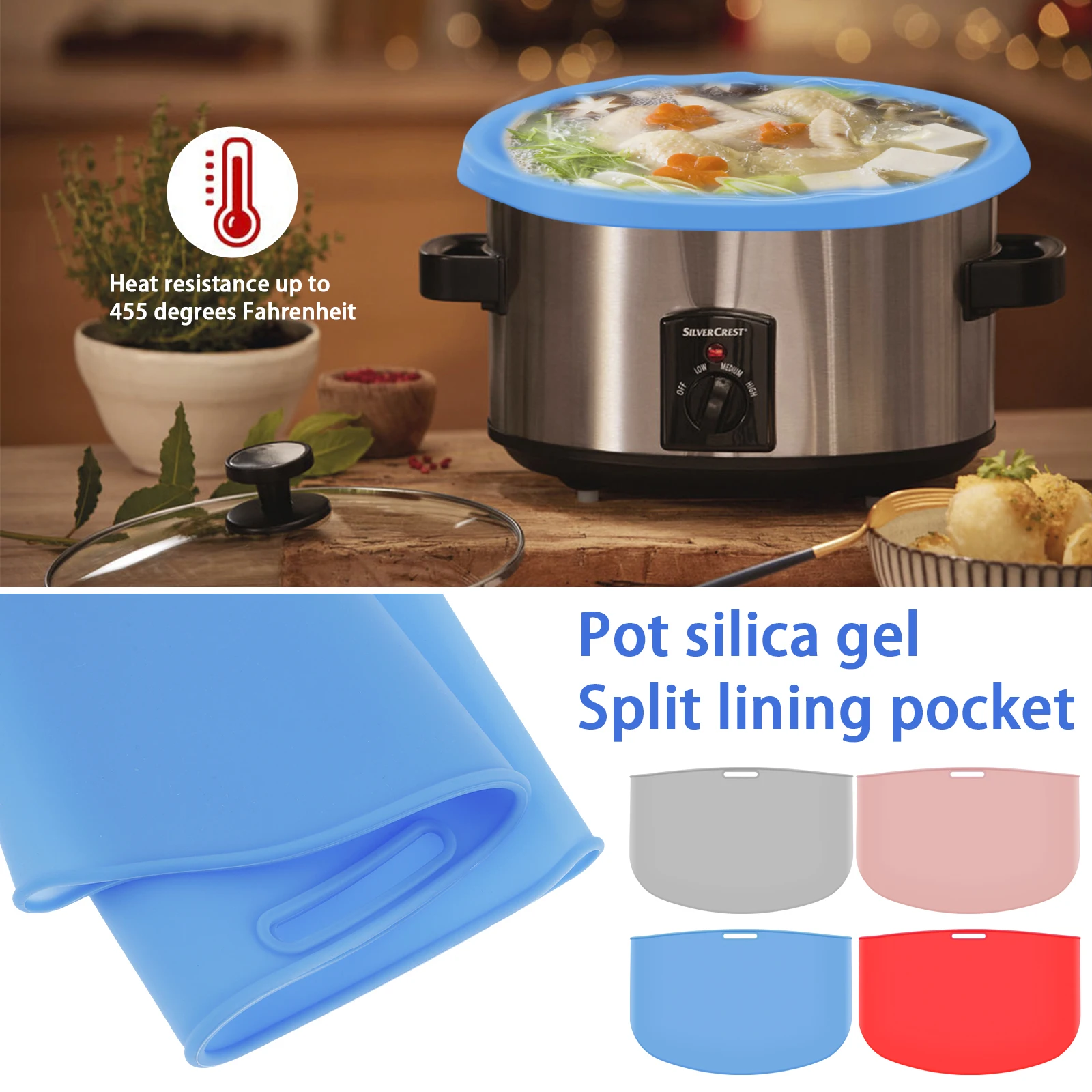 2Pcs Slow Cooker Liners Silicone Crock Pot Divider Reusable Safe
