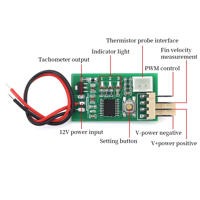 Regolatore di velocità per il controllo della temperatura della ventola PWM da 12 V CC, chassis a quattro fili, armadio, ventola del computer, controllo della temperatura del rumore - immagine 6