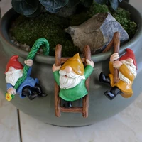 3Pc Flower Pot Dwarf Hanging Ornaments, Mini Dwarf Resin Statue, Garden Dwarf Micro Landscape Decorative Statue, Outdoor Miniature Statue Accessories, 5