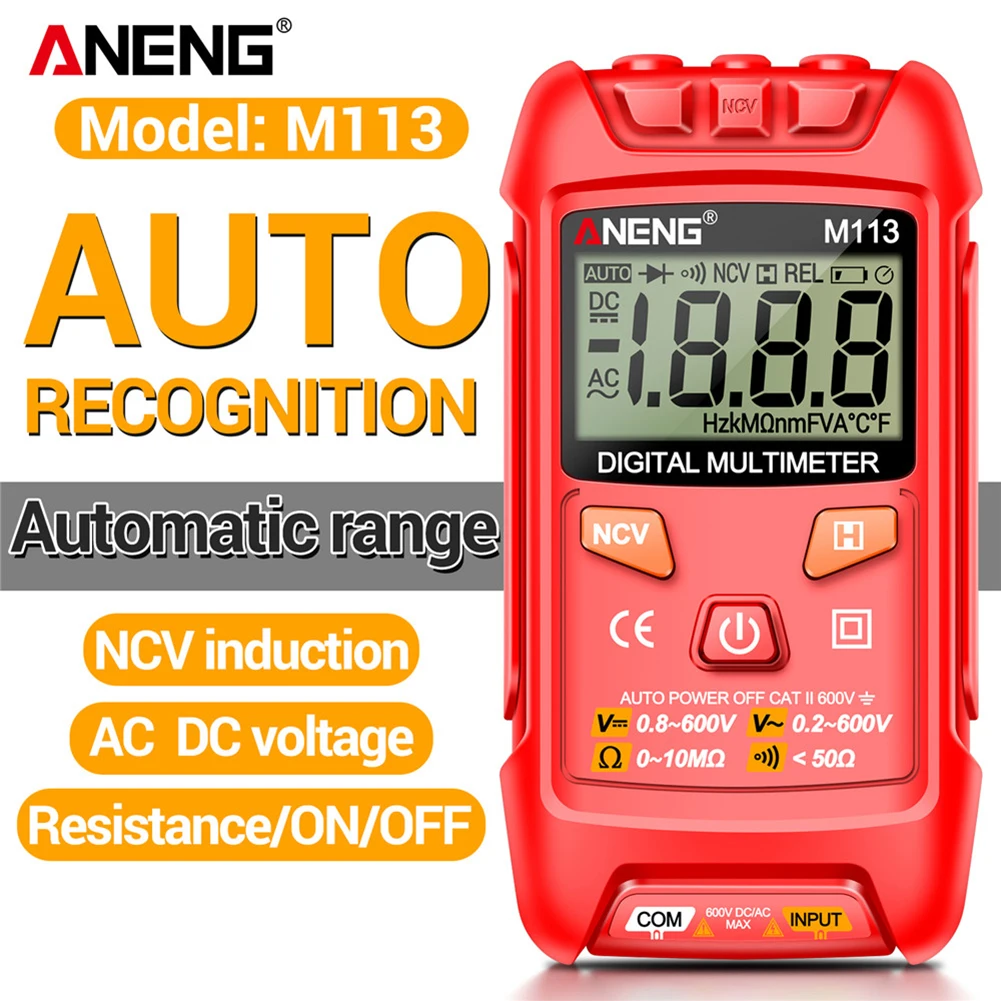 Aneng M113 Multimetro Multimetro Digitale Misuratore Di Corrente Di Tensione Ac/Dc Con Dati Ncv Hold 1999 Conteggi Multitester Professionale
