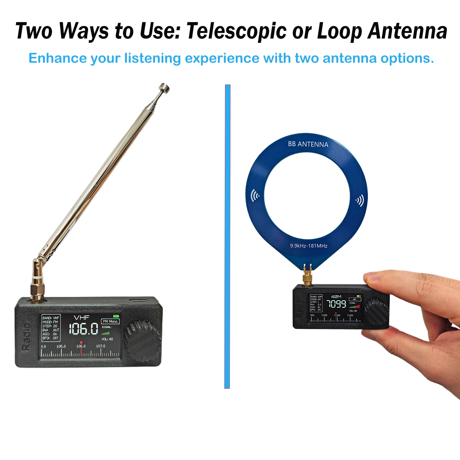 SI4732 0.5-108mhz Portable Radio 1.9inch IPS Screen USB AM FM SW LW VHF RDS ST7789 Pocket Mini Radio ESP32-S3 750mAh