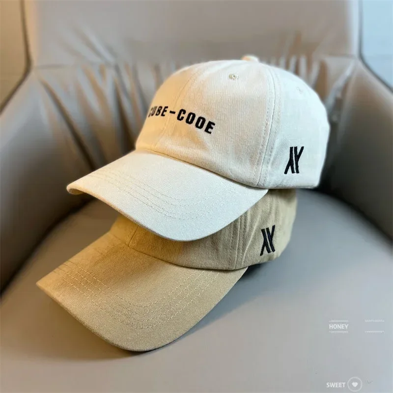 

Hat for Women Spring/Summer Couple Street All-Match Soft Top Letters Embroidered Peaked Cap Face-Looking Small Baseball Cap