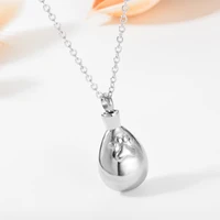 Drop Water with Paw Print Urn Necklace Stainless Steel Cremation Pendant For Ashes Keepsake Jewelry For Pet with funnel Knit 1