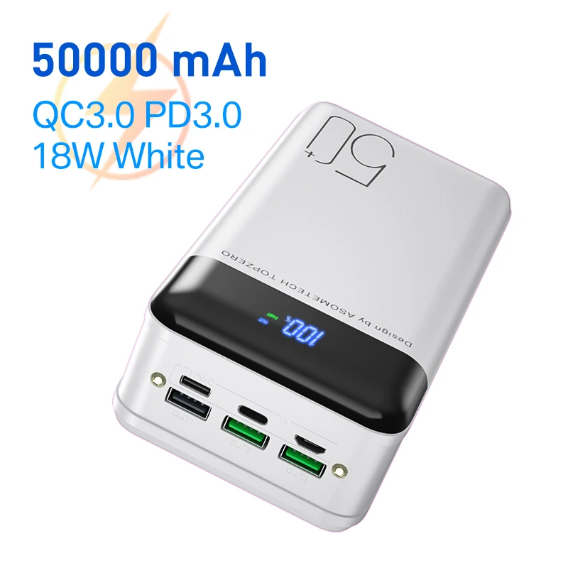 Power Bank 50000mAh Portable Charger With LED Light Large Capacity  PowerBank 50000 mAh External Battery For 13 X - AliExpress