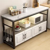 Nordic Light Luxury Kitchen Islands Household Kitchen Cabinets Vegetable Cutting Table Tableware Storage Cabinet rack Cupboard 2