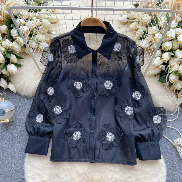 transparent embroidered top
