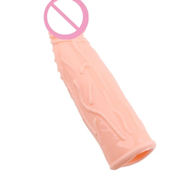 18cm*4cm Penis Extender Sleeve Reusable Condoms Delay Ejaculation Cock Rings Sex Toys For Men Sex Products 3