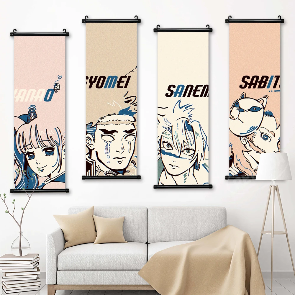 

Kochou Shinobu Home Decoration Anime Wall Art Tomioka Giyuu Painting Hanging Scrolls Demon Slayer Canvas Printed Picture Poster