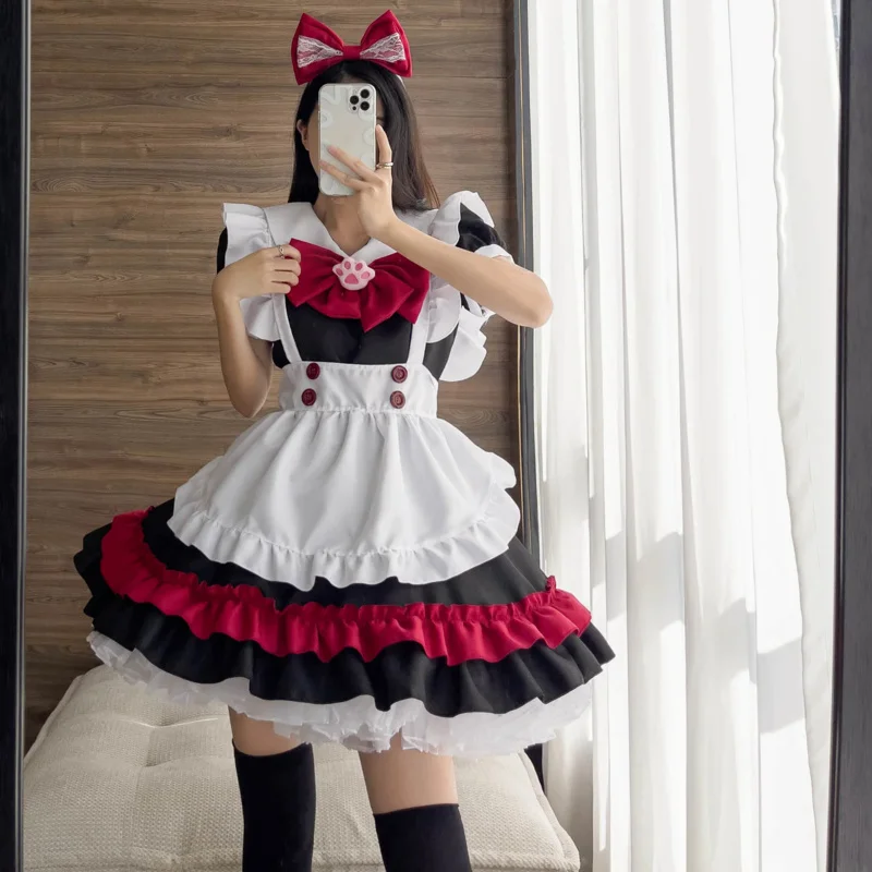 

Halloween Role Play Women Devil Suit Vampire Gothic Maid Outfit Evil Black Red Darkness Cosplay Costume Identity Cosplay