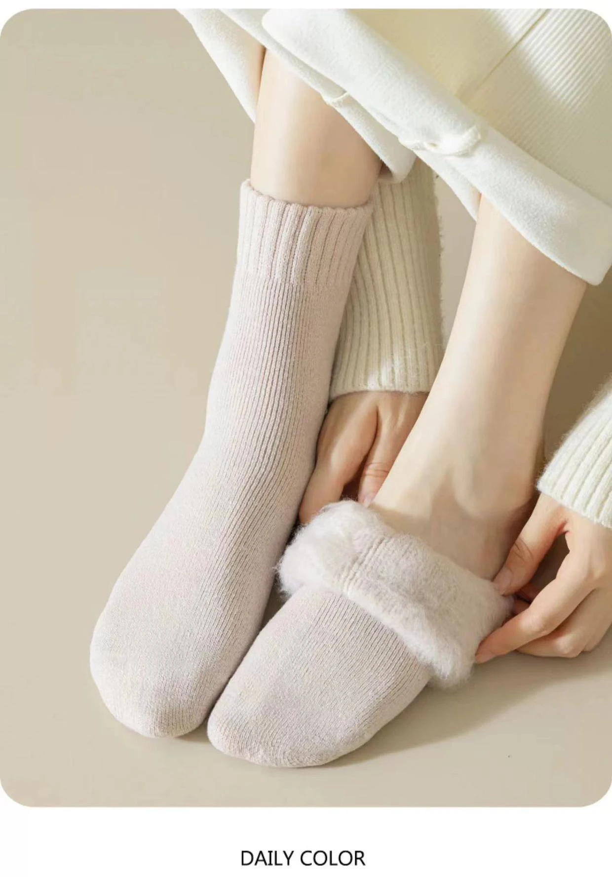 4 Paar superdicke Wollsocken für Damen, warme Retro-Schneesocken aus Kaschmir, hochwertige Harajuku-Freizeitsocken, frostsichere Schlafsocken – Detail 7