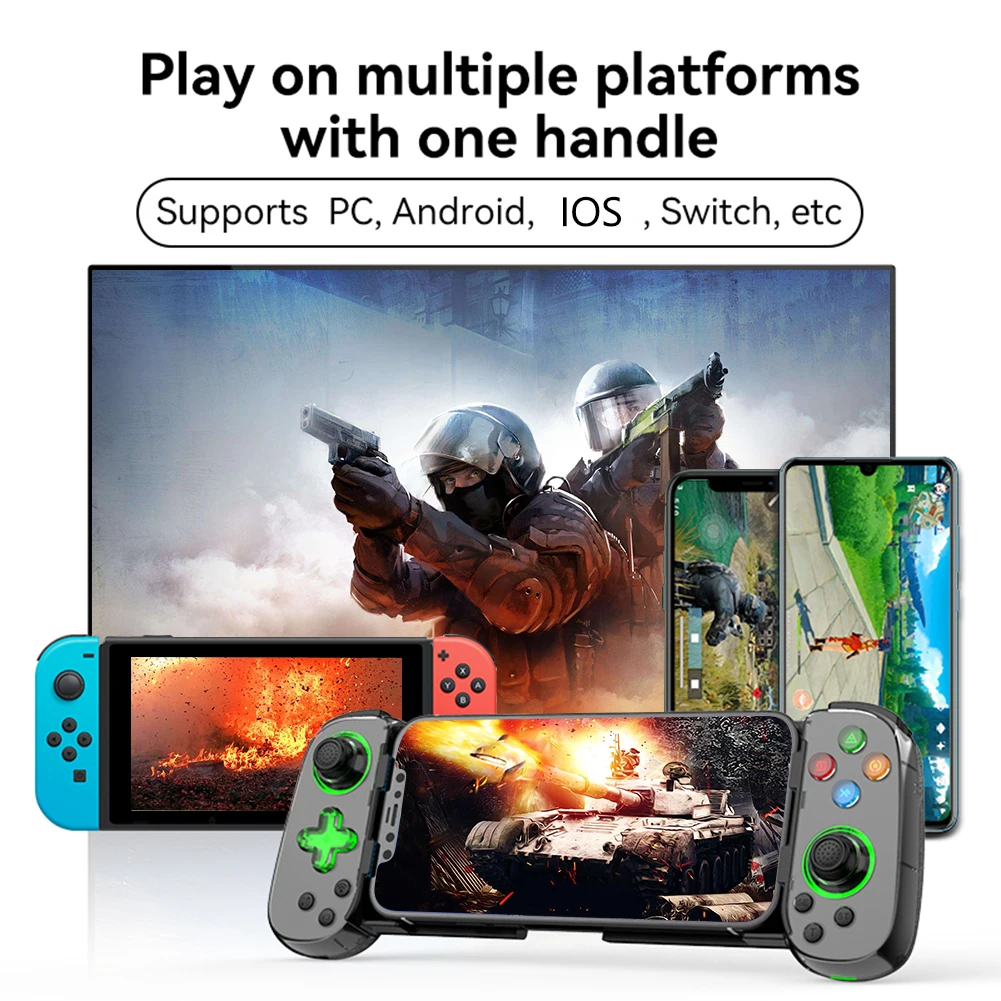 For Mobile Phone Android iOS Joystick Retractable Wireless Games Handle Backlight Button Bluetooth-compatible 5.0 for PS4 Switch