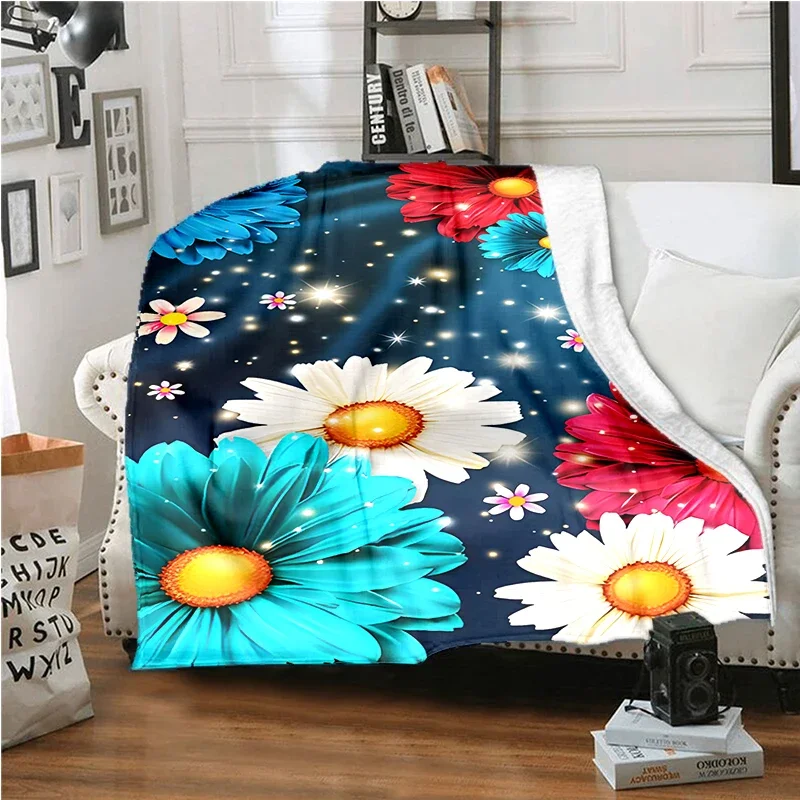 

Beautiful Chrysanthemum Warm Soft Fashion Blanket Plush Sofa Picnic Blanket Bed Blanket