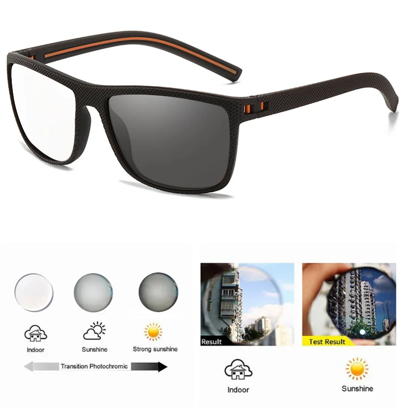 Men Prescription Glasses Square Photochromic Reading Glasses Finished Presbyopic Glasses Fashion Outdoor Discolored Readers - 2