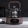 2024 New electric ceramic oven teapot, high temperature resistant glass tea maker steam white tea side handle kettle set 1