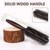 Wood Handle Round Rolling Brush Straight Twill Hair Comb Boar Bristle Round Barrel Hair Curling Brush Hairdressing Beauty Tools 2