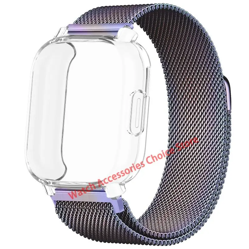 Premium TPU Case with Milanese Magnetic Metal Strap for Smart Watch - Full Screen Protection, Soft Shell Design