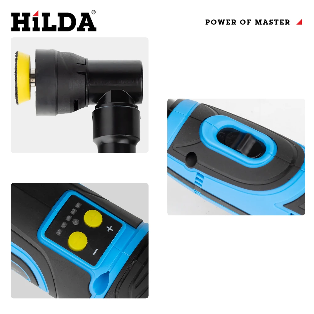 HILDA Electric Polisher 2 Inch Cordless Polisher 12V Adjustable Speed Car Furniture Polishing Tool Machine With Durable Battery