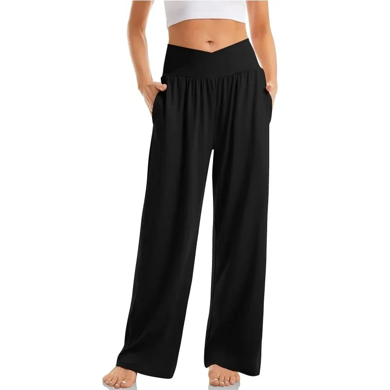 Women's Pants Casual Loose Wide Leg Cozy Yoga Sweatpants Comfy High Waist Sports Athletic Lounge Pants with Pockets 2024 YDL42