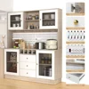 Kitchen Hutch Cabinet, Pantry Cabinet, Power Outlet,Freestanding Buffet Hutch with Pegboard, Cup Holder,  4 Doors & 3 Drawers 4