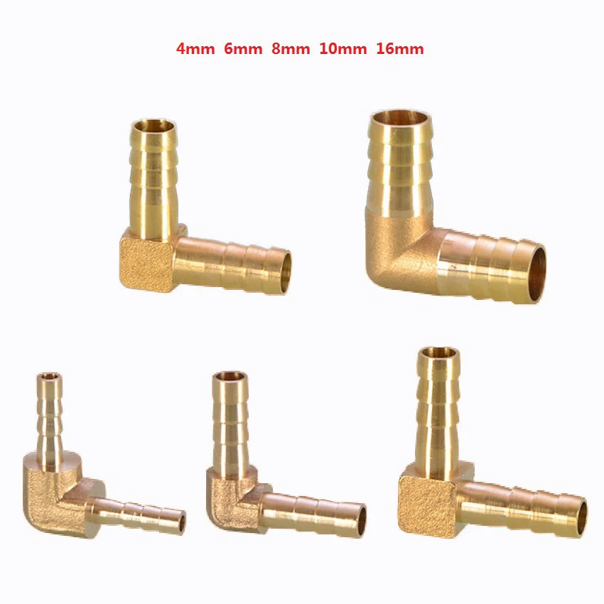 

90 Elbow Brass Barbed Hose Splitter Connector Fuel Pipe Gas Tubing Joiner 4/6/8/10/16mm Pipe Fitting Connector Adapter