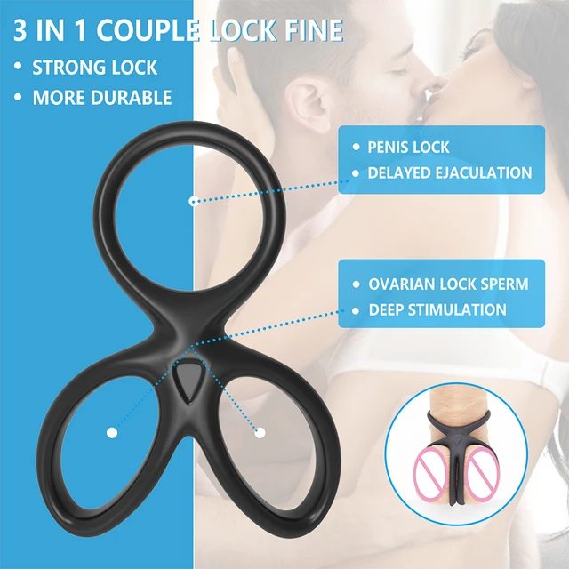 Silicone Penis Ring,3 in 1 Triple Cock Ring,Stretchy Silicone Cock Ring,  for Men or Couples