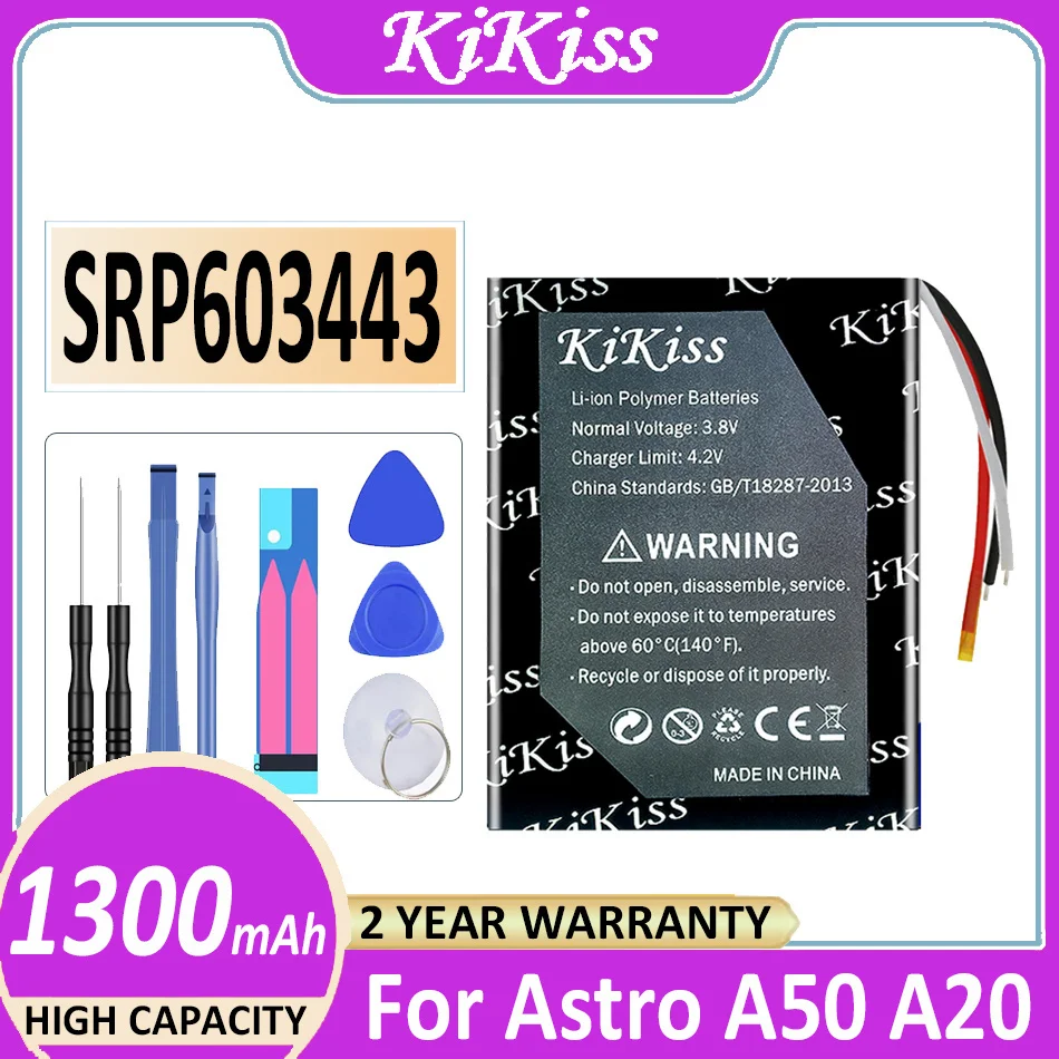 

Original KiKiss Battery SRP603443 1300mAh For Astro A50 A20 Digital Bateria