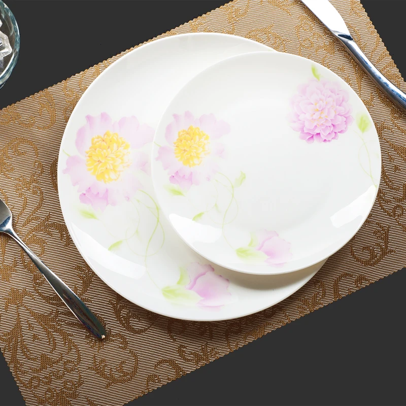 2pcs set, 8+10inch, real bone china charger plate set, sun-flower painting, porcelain dinner plates breakfest plate set