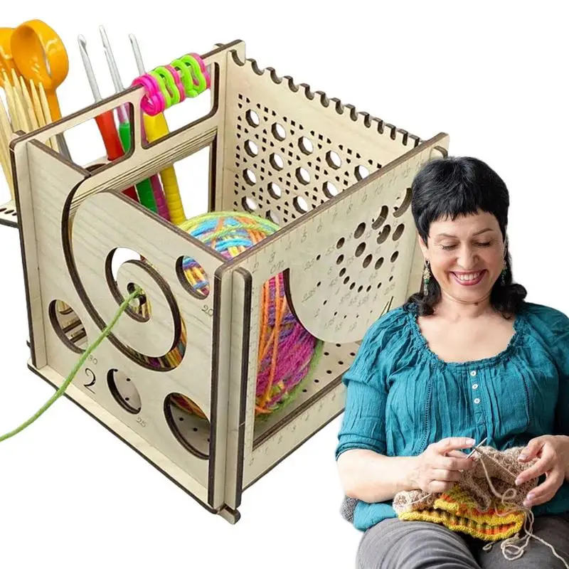 

All-in-one Crochet Yarn Bowl Wooden Yarn Dispenser Bowl Crochet Knitting Holder Crocheting Accessories Organizer Gifts