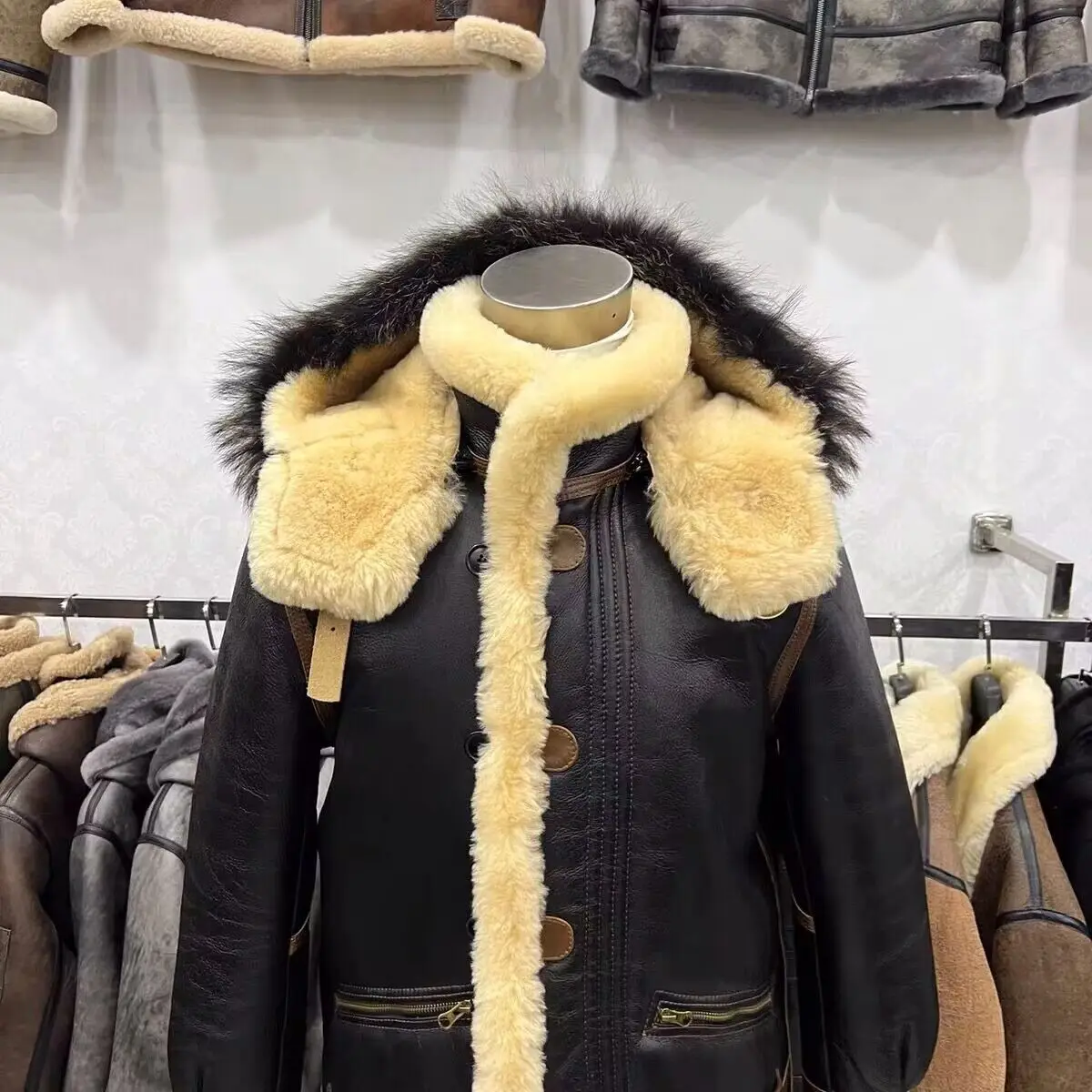 Cockpit Usa B7 Sheepskin Parka Cockpit USA Men's Brown B3 RAF