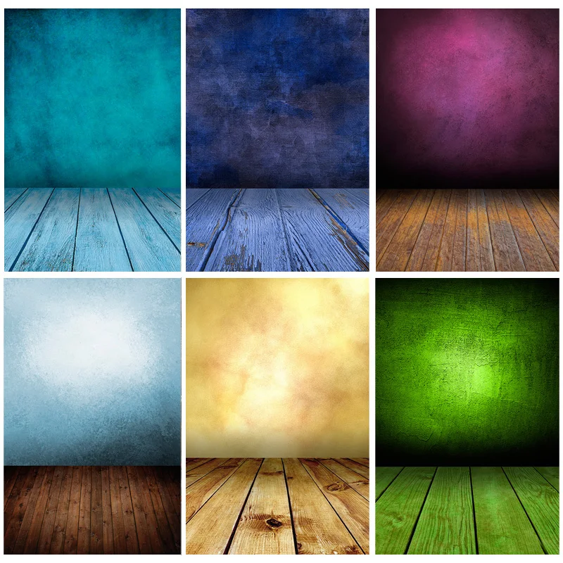 

Vintage Gradient Solid Color Photography Backdrops Props Brick Wall Wooden Floor Baby Portrait Photo Backgrounds 210125MB-36