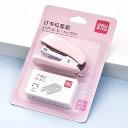 Colorful Mini Stapler for Student Stationery Set - Compact and Convenient for Paper Binding (Pink Set)