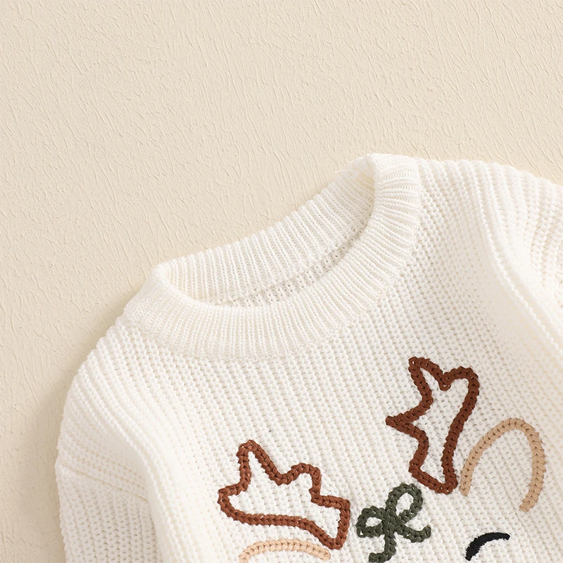 Newborn Boy Girl Christmas Sweater Knit Baby Jumpers Cute Reindeer Head Long Sleeve Toddler Chunky Knitwear Pullover baby girls sweater