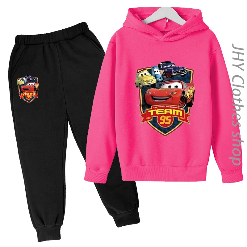 

Kids Sportwear Casual Fashion Kawaii Jogging Suit Disney Movie Cars Lightning McQueen Clothes Boys Girls Hoodie Coat Pants 3-12Y