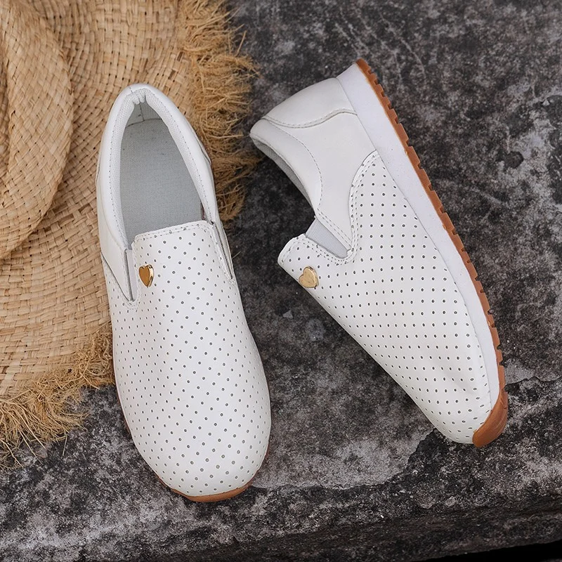2023 Women's Wedge Sneakers Pu Casual Sports Platform Shoes Women's Skateboard Hollow Simple and Versatile Vulcanized Shoes