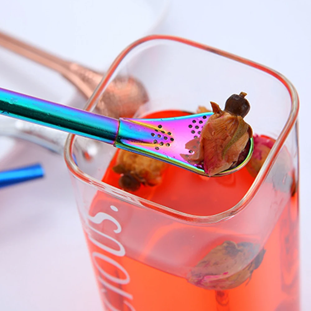 Description Picture 4 of itemColorful 304 Stainless Steel Tea Drinking Straws Spoon Yerba Mate Tea Filter Reusable Bombilla Gourd Tea Tools Bar Accessories