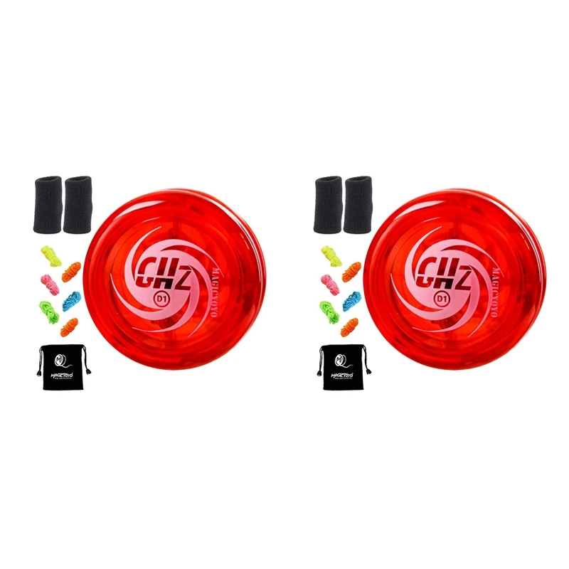 

2X MAGICYOYO Responsive Yoyo D1 GHZ,Professional Looping Yoyos For Kids Beginner With Yoyo Strings+Finger Cot,Red