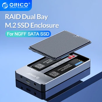 ORICO LSDT RAID 듀얼 베이 M2 SSD 케이스, 지지대 M.2 NGFF SATA SSD 디스크, B 키 및 B + M 키 SSD 지지대 PM, RAID 0, RAID 1, JBOD 모드