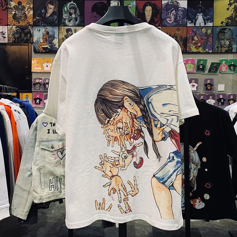 

2023 New T-shirts Horror Hand Print Loose Casual 3XL Top Tee Men Women High Quality T Shirts