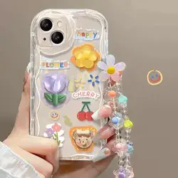 Cute 3D Bear Rainbow Love Bracelet Chain Phone Case Cover - iPhone 11 Pro Max (S13880)