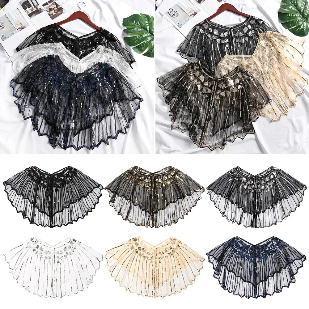 Elegant Ladies Party Evening Dress Accessories Short Jacket Evening Cape Vintage Sequins Shawl Wraps