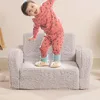 Kids Chairs for Toddler, 2-in-1 Toddler Soft Sherpa Couch Fold Out, Convertible Sofa to Lounger for Girls and Boys, Grey 1