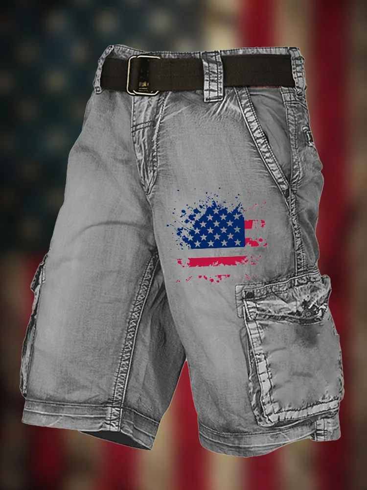 Summer Men's Cargo Shorts Vintage Lndependence Day Flag Cargo Pants Stylish And Comfortable Casual 3d Printed Men's Shorts