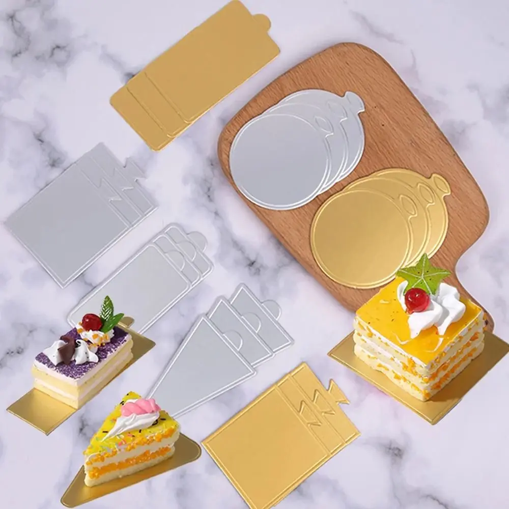 100Pcs Pastries Display Tray Dessert Board Base Decorative Tools Disposable Mousse Mat Paper Coaster Silver Cake Cardboard