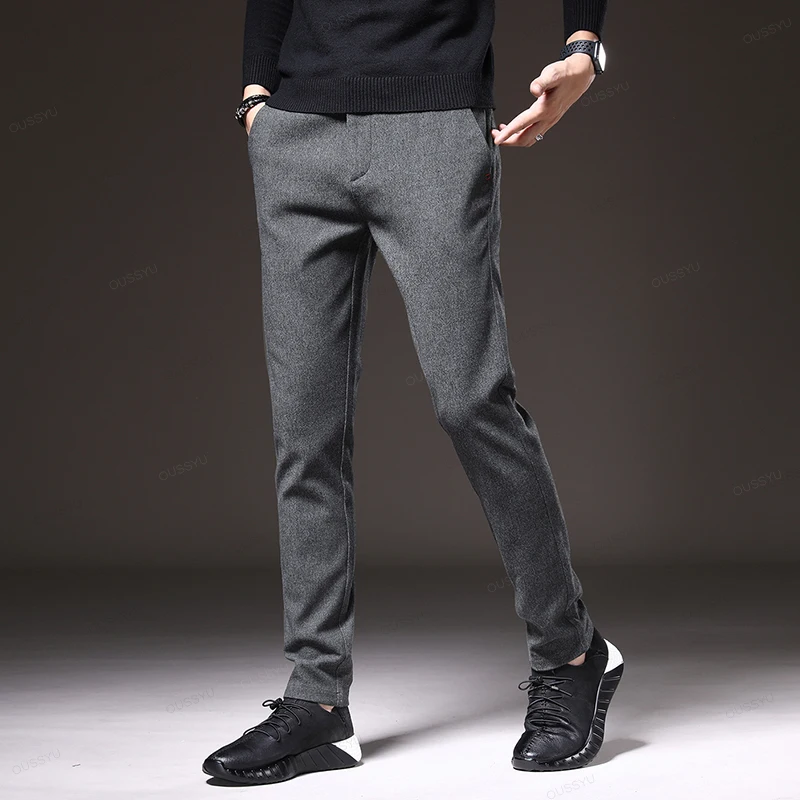 New Autumn Winter Casual Pants Men Thick Business Fashion Korea Slim Fit Stretch Trousers Male Outdoors Gift Brand Clothing - Image 2